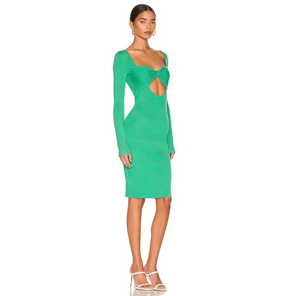 Le Superbe Dresses Le Superbe Retrograde Green Cutout Front Ribbed